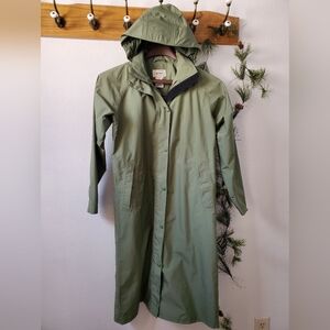Vintage L.L.BEAN Classic Duster Rain Trench Coat **Detachable Hood